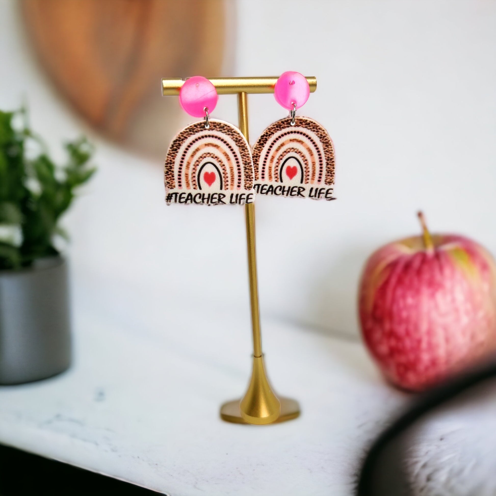 Rainbow Teacher Dangle Earrings - Brighten Up the Classroom! - Rhythms of Grace Creative