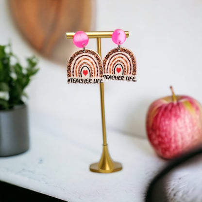 Rainbow Teacher Dangle Earrings - Brighten Up the Classroom! - Rhythms of Grace Creative