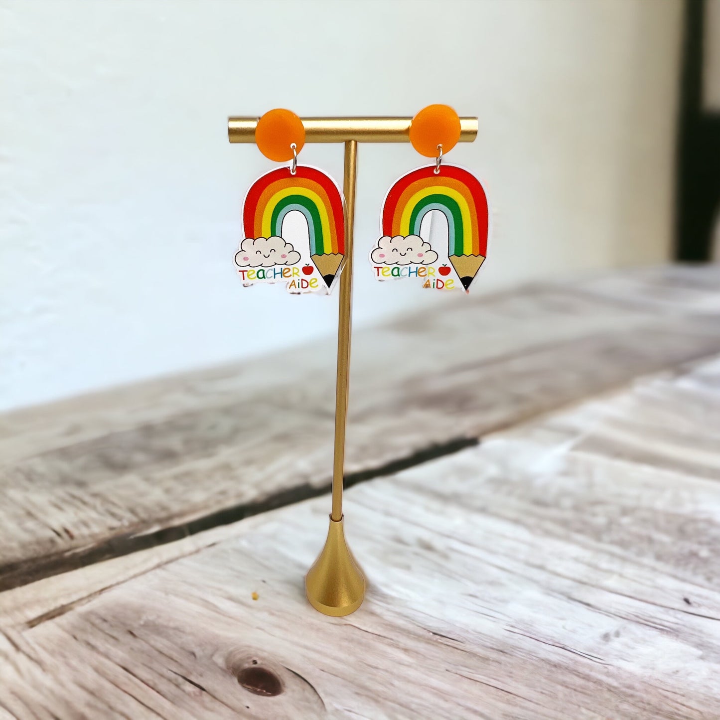 Rainbow Teacher Dangle Earrings - Brighten Up the Classroom! - Rhythms of Grace Creative