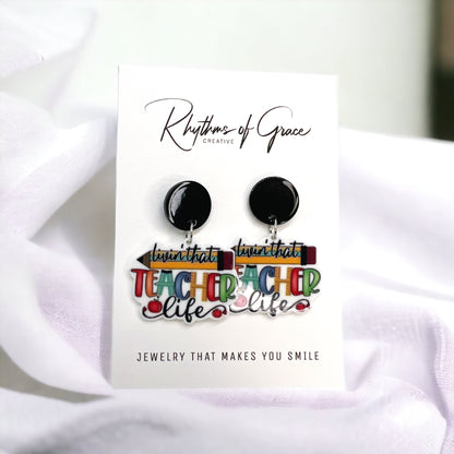 Classroom Chic – Messy Bun & #TeacherLife Earrings - Rhythms of Grace Creative