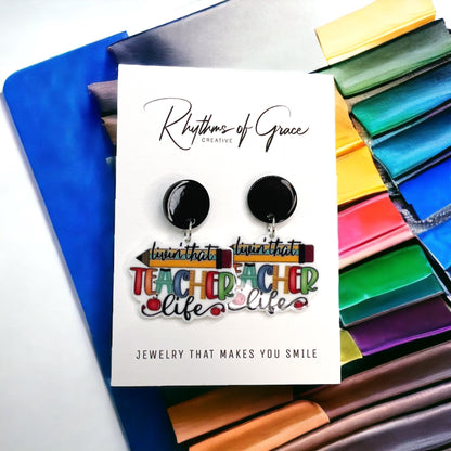 Classroom Chic – Messy Bun & #TeacherLife Earrings - Rhythms of Grace Creative