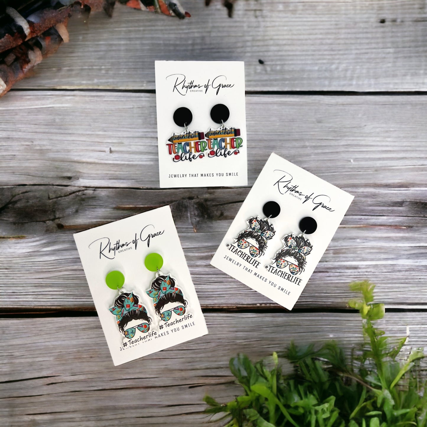 Classroom Chic – Messy Bun & #TeacherLife Earrings - Rhythms of Grace Creative