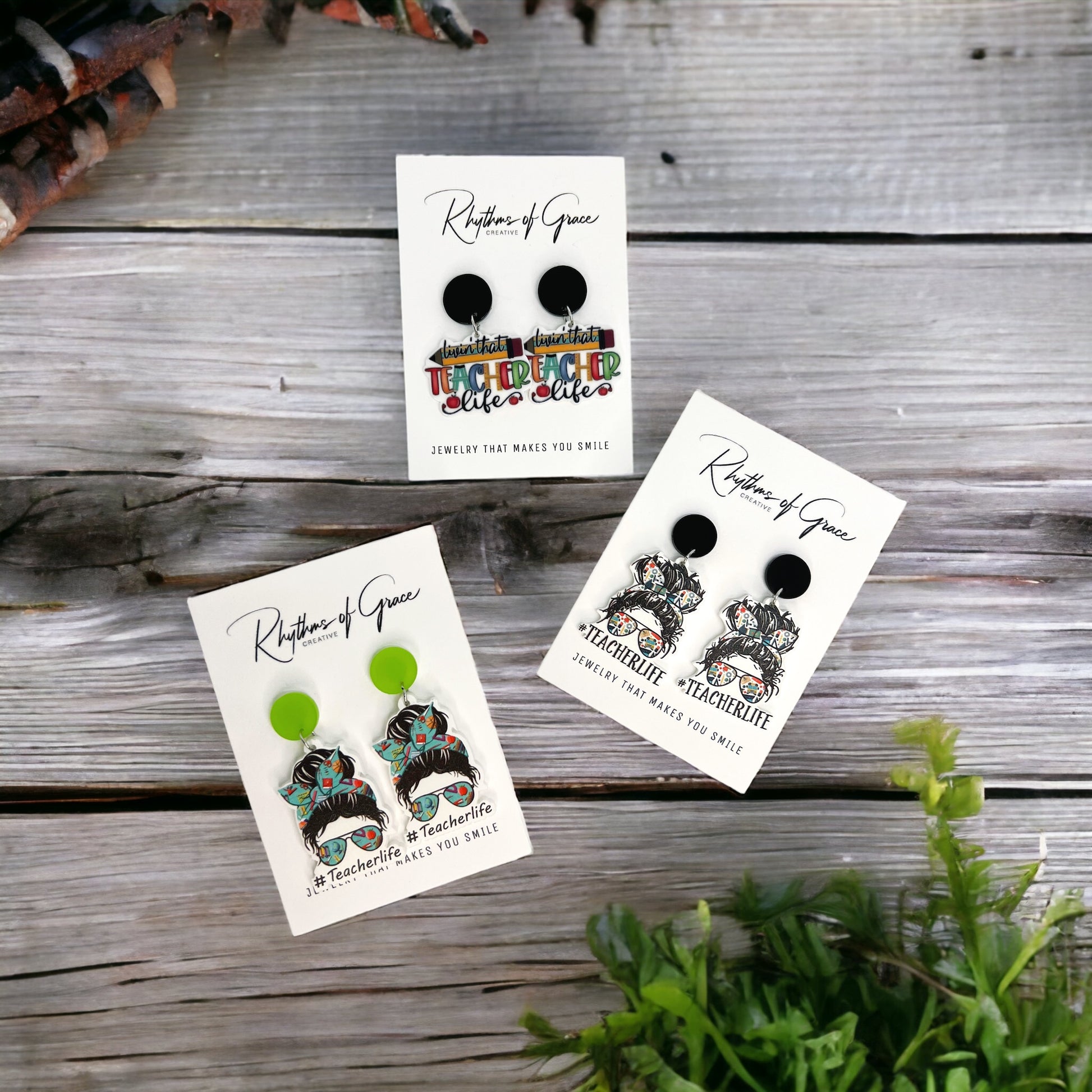 Classroom Chic – Messy Bun & #TeacherLife Earrings - Rhythms of Grace Creative