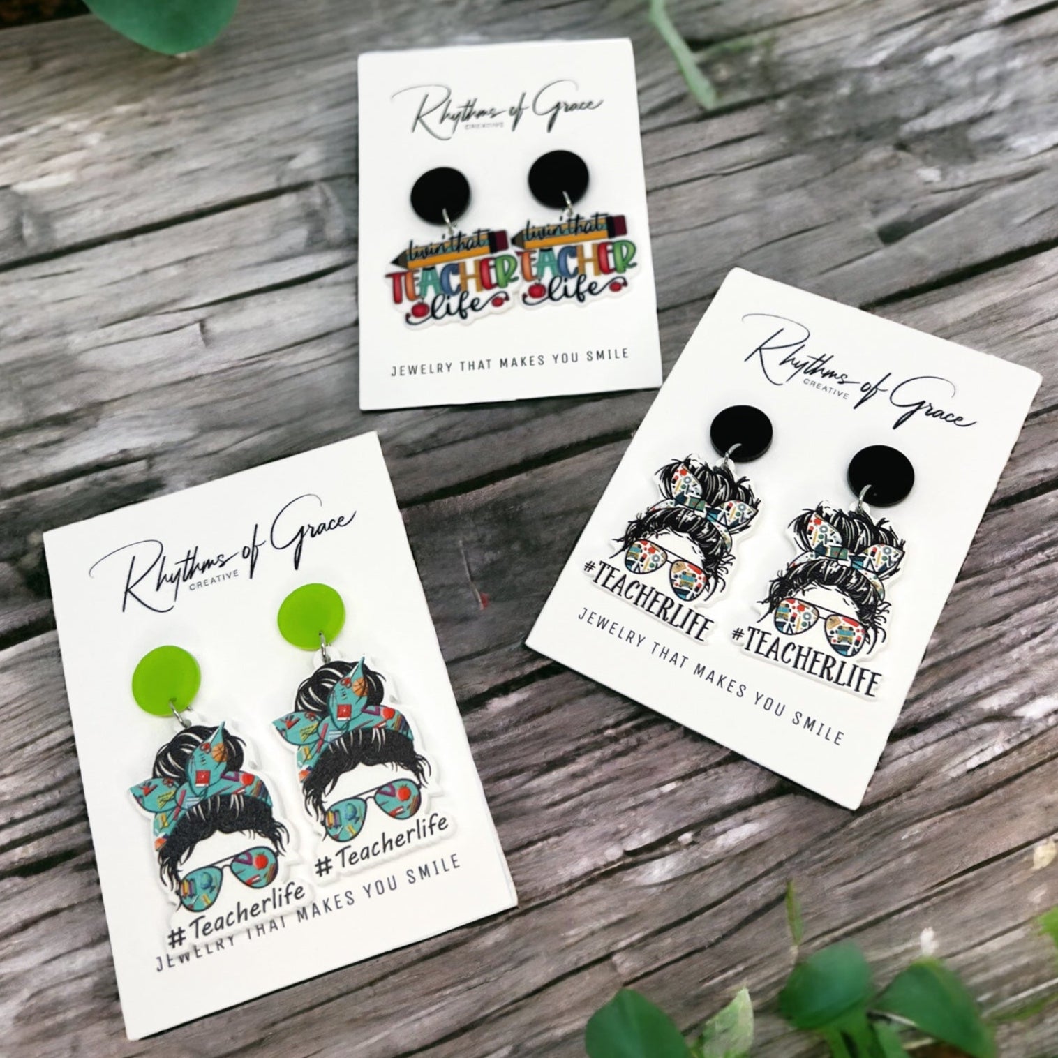 Classroom Chic – Messy Bun & #TeacherLife Earrings - Rhythms of Grace Creative