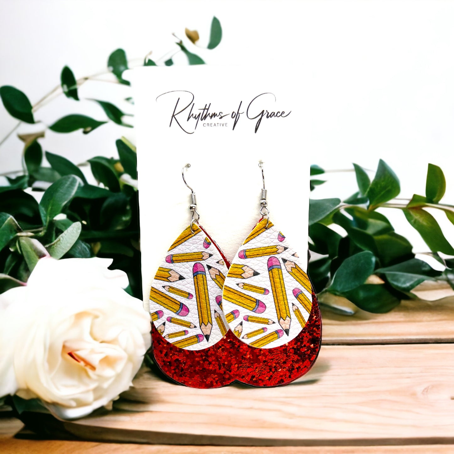 Teacher Glitter Earrings - Celebrate Educators in Style! ✏️ - Rhythms of Grace Creative
