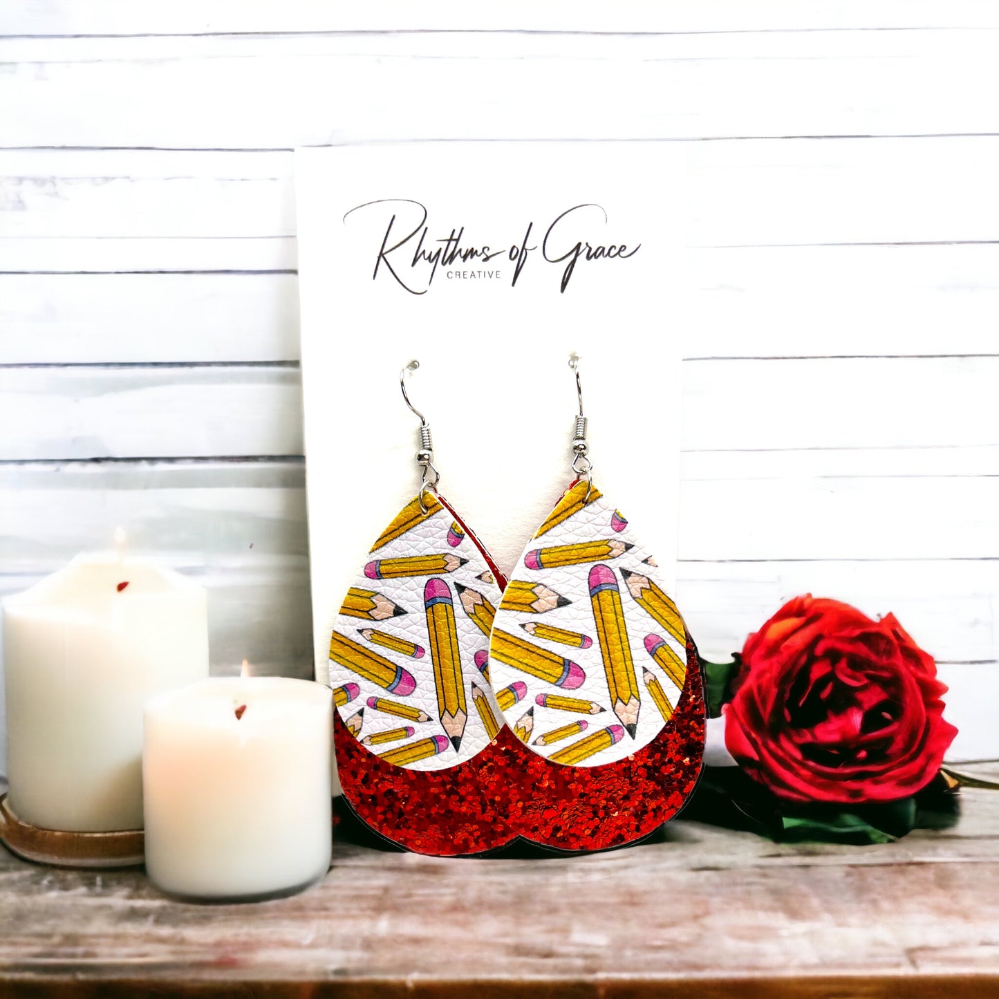 Teacher Glitter Earrings - Celebrate Educators in Style! ✏️ - Rhythms of Grace Creative