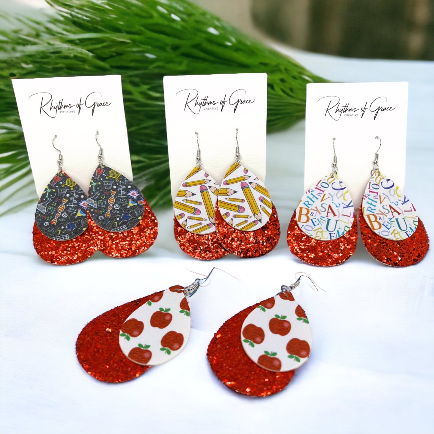 Teacher Glitter Earrings - Celebrate Educators in Style! ✏️ - Rhythms of Grace Creative