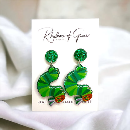 Chomp into Charm – Hungry Caterpillar Teacher Earrings - Rhythms of Grace Creative