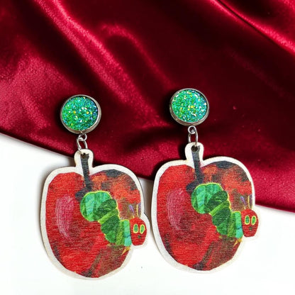 Chomp into Charm – Hungry Caterpillar Teacher Earrings