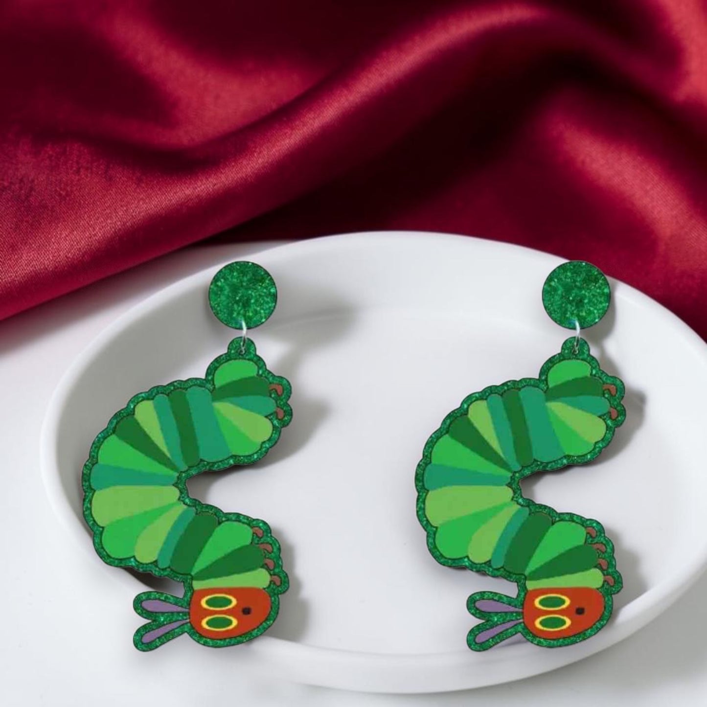 Chomp into Charm – Hungry Caterpillar Teacher Earrings