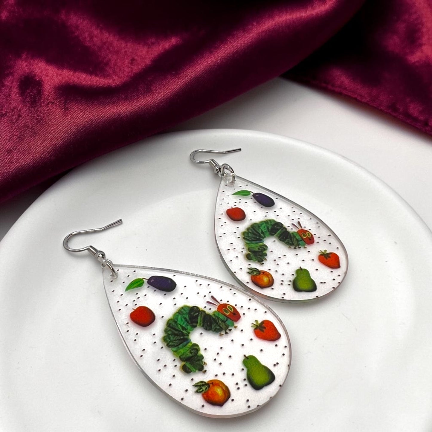 Chomp into Charm – Hungry Caterpillar Teacher Earrings