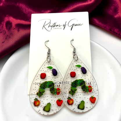 Chomp into Charm – Hungry Caterpillar Teacher Earrings