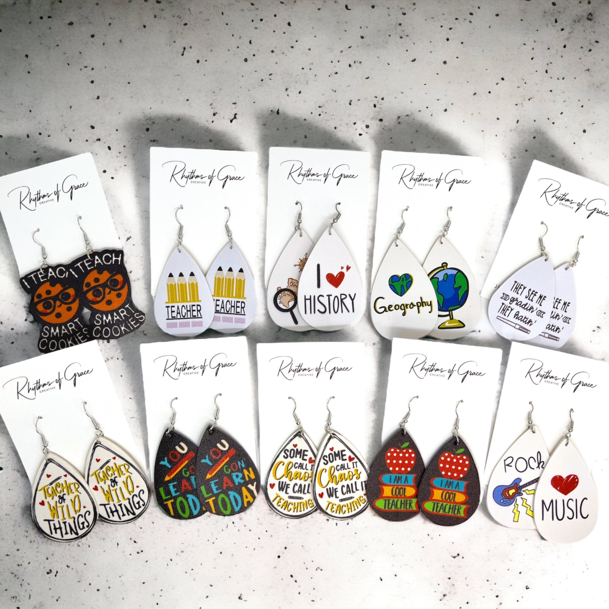 Teacher Dangle Earrings - Perfect Accessories for Every Educator! 📚 - Rhythms of Grace Creative
