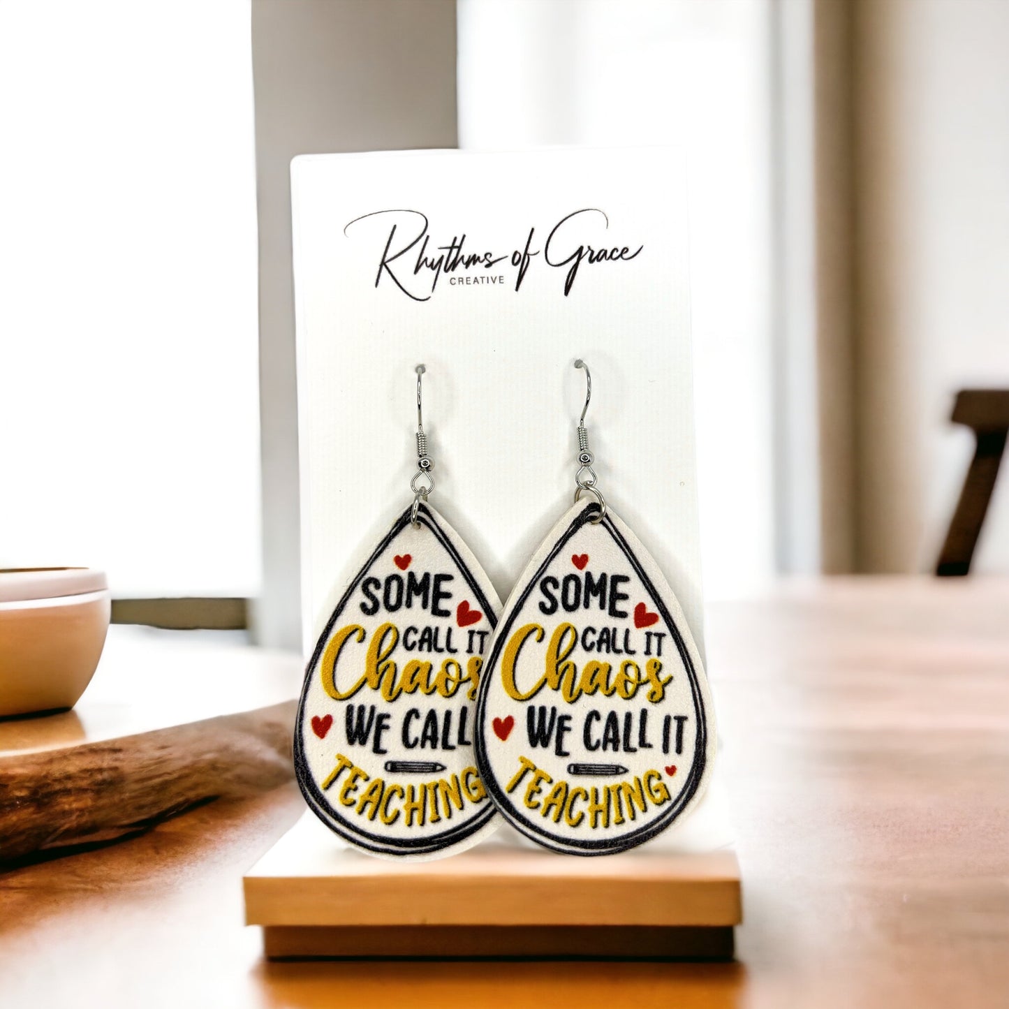 Teacher Dangle Earrings - Perfect Accessories for Every Educator! 📚 - Rhythms of Grace Creative