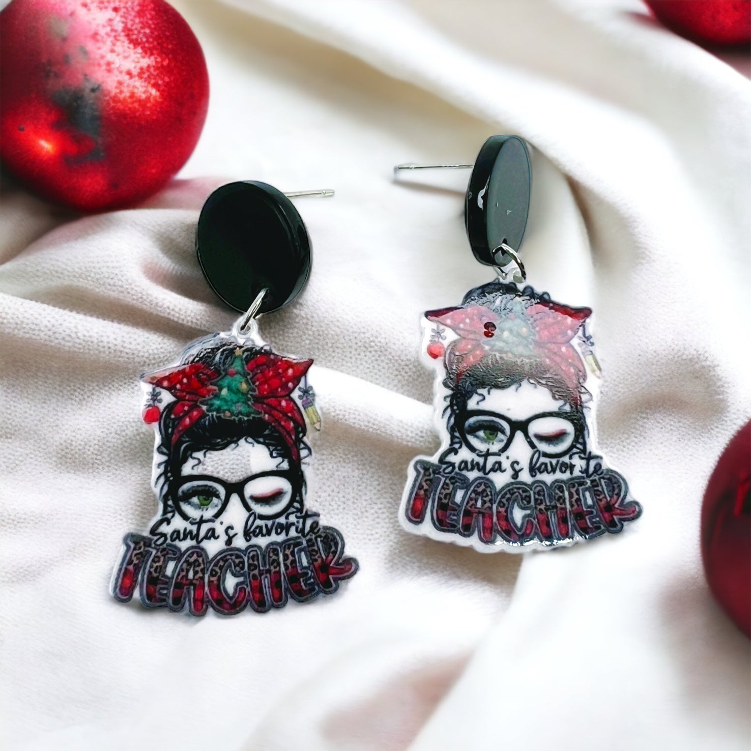Christmas Teacher Earrings: Spread Holiday Cheer! 🎄 - Rhythms of Grace Creative