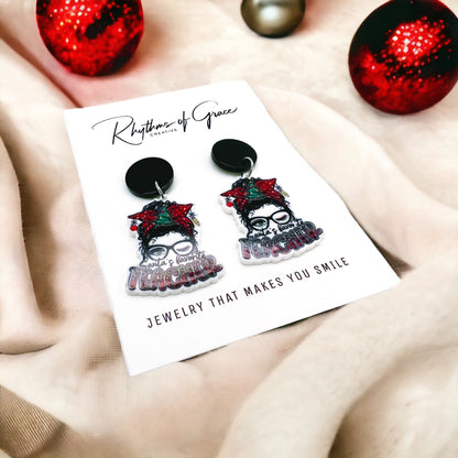 Christmas Teacher Earrings: Spread Holiday Cheer! 🎄 - Rhythms of Grace Creative