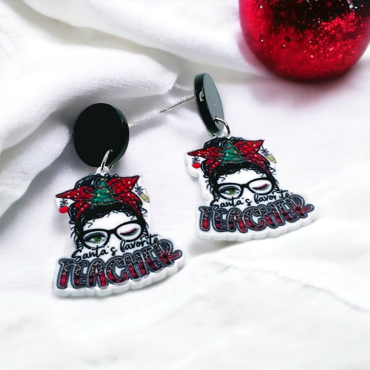 Christmas Teacher Earrings: Spread Holiday Cheer! 🎄 - Rhythms of Grace Creative