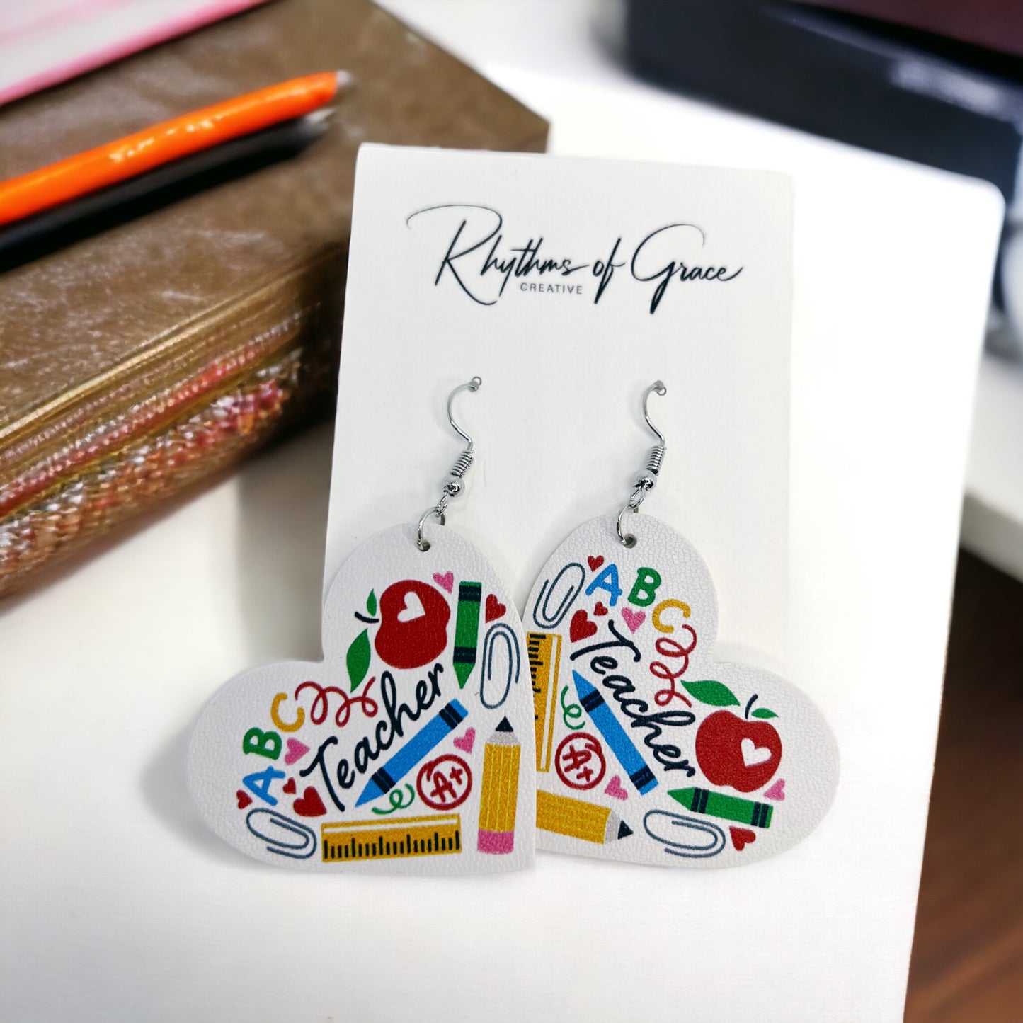 Teacher Dangle Earrings - Celebrate the Educators! - Rhythms of Grace Creative