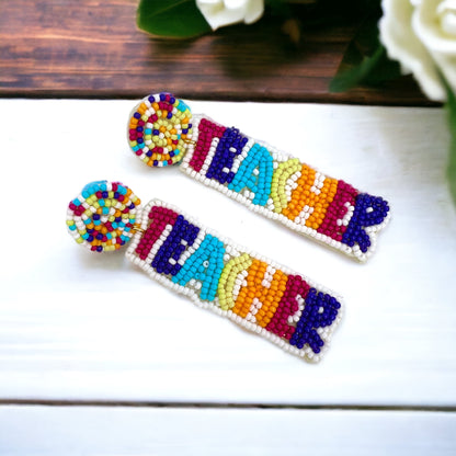Beaded Teacher Earrings – Celebrate Educators in Style! - Rhythms of Grace Creative