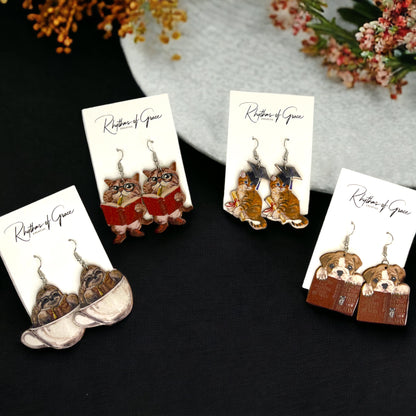 Back to School Animal Teacher Earrings – Cat, Dog, Sloth & Grad Designs | Fun Teacher Accessories - Rhythms of Grace Creative
