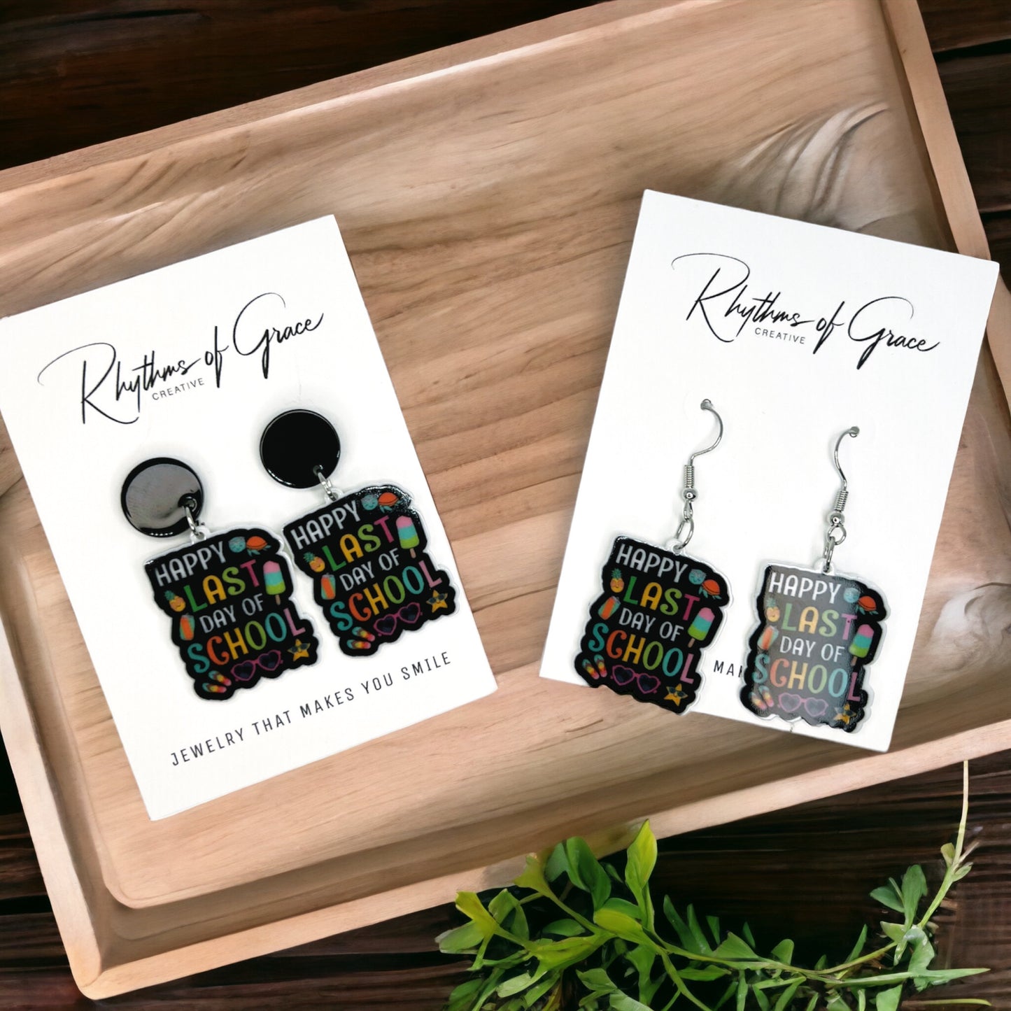 Last Day of School Earrings - A Perfect Gift for Teachers & Graduates! - Rhythms of Grace Creative