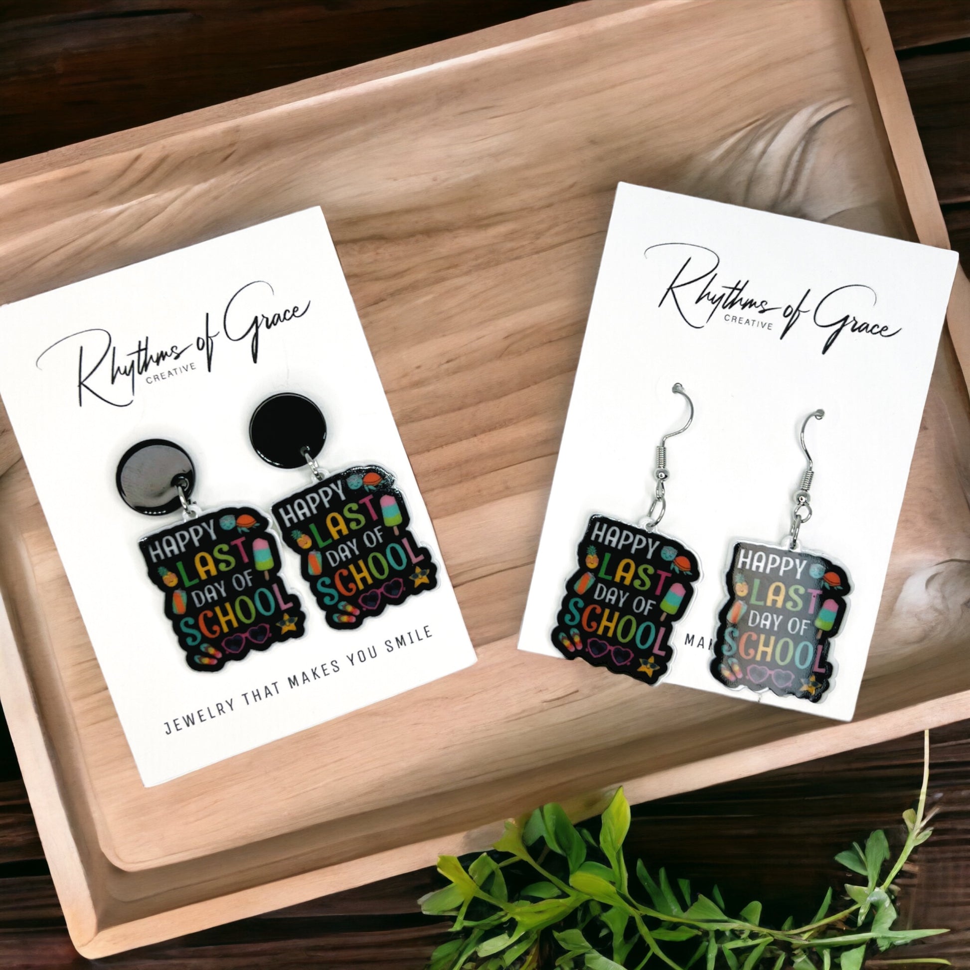 Last Day of School Earrings - A Perfect Gift for Teachers & Graduates! - Rhythms of Grace Creative