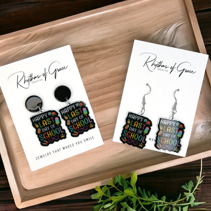 Last Day of School Earrings - A Perfect Gift for Teachers & Graduates! - Rhythms of Grace Creative