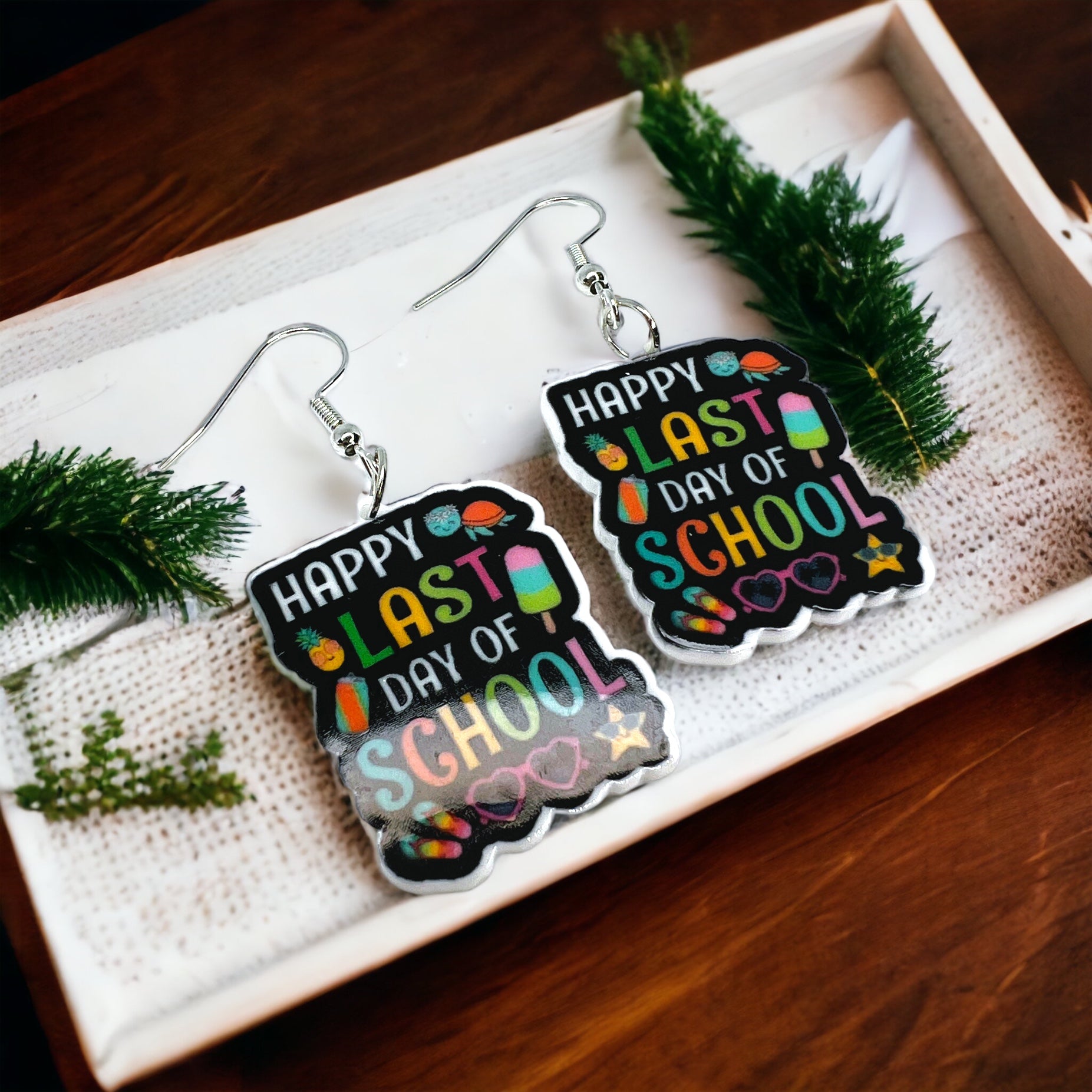 Last Day of School Earrings - A Perfect Gift for Teachers & Graduates! - Rhythms of Grace Creative