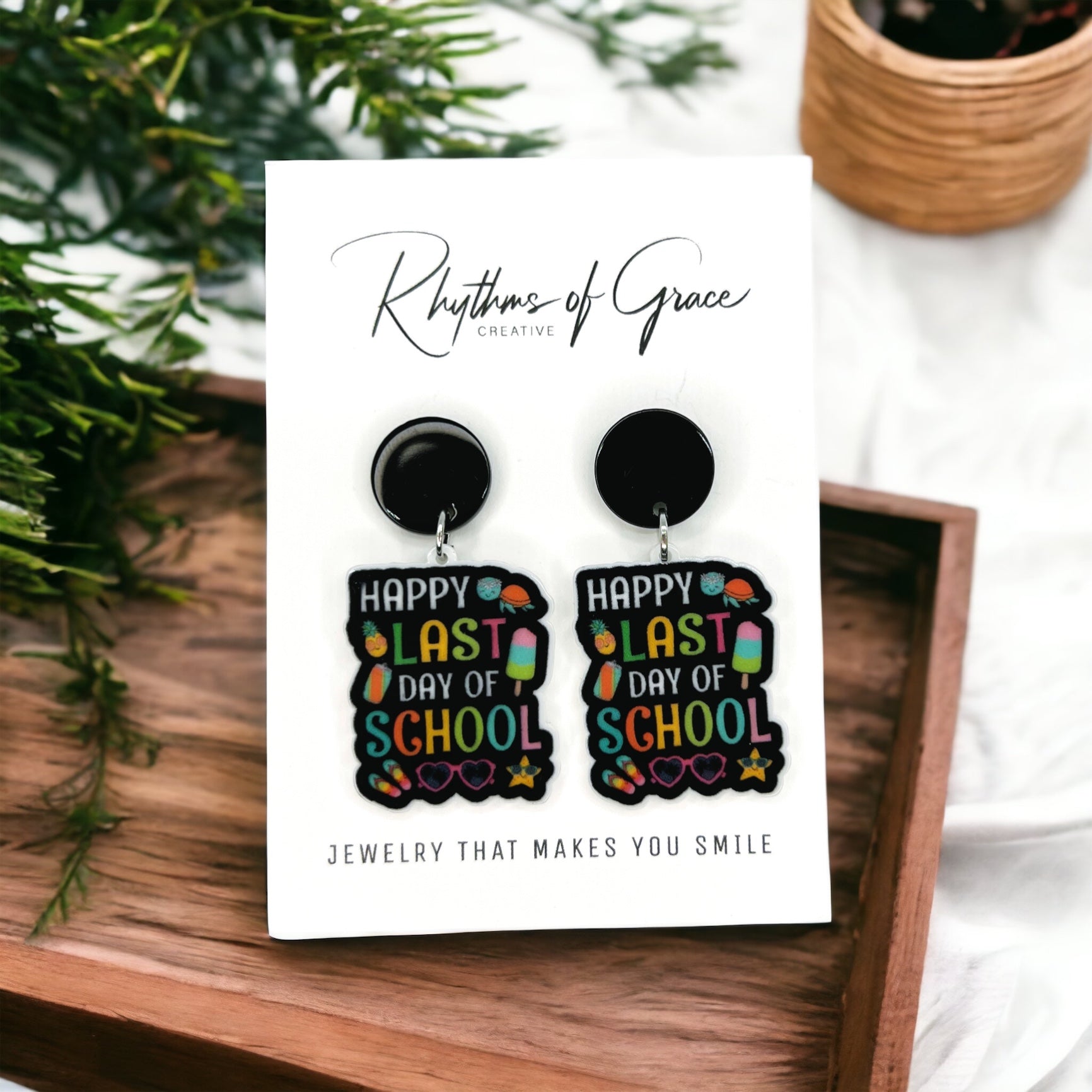 Last Day of School Earrings - A Perfect Gift for Teachers & Graduates! - Rhythms of Grace Creative