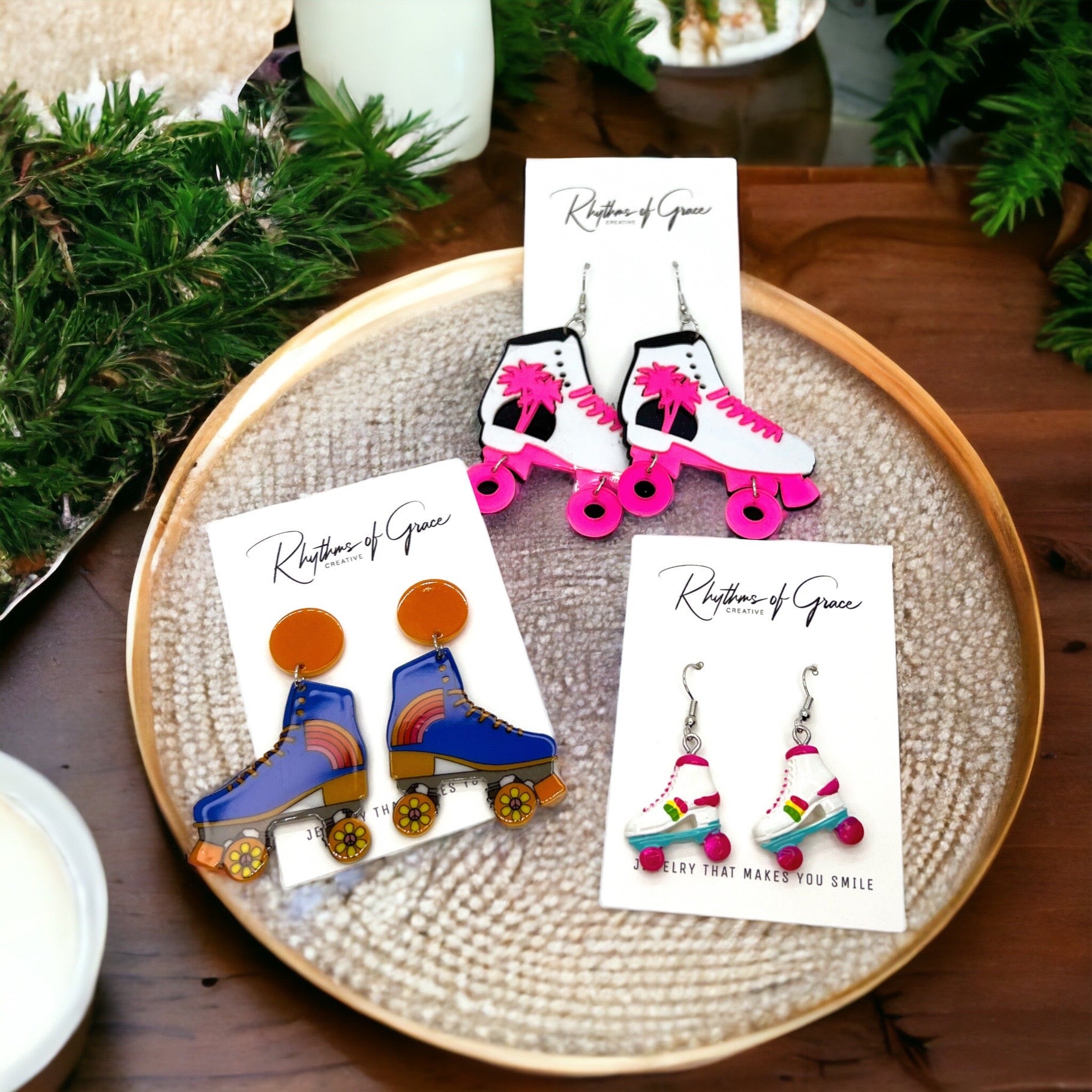 Roller Skate Earrings - Roller Skate Accessories, Handmade Earrings, Rollerblades, Rollerskates, Roller Derby - Rhythms of Grace Creative