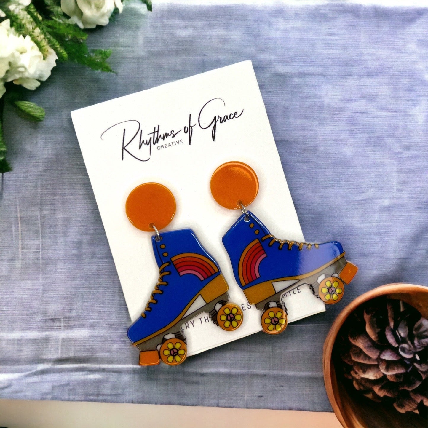 Roller Skate Earrings - Roller Skate Accessories, Handmade Earrings, Rollerblades, Rollerskates, Roller Derby - Rhythms of Grace Creative