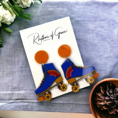 Roller Skate Earrings - Roller Skate Accessories, Handmade Earrings, Rollerblades, Rollerskates, Roller Derby - Rhythms of Grace Creative