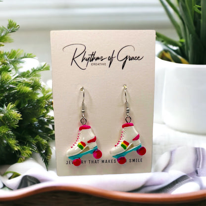 Roller Skate Earrings - Roller Skate Accessories, Handmade Earrings, Rollerblades, Rollerskates, Roller Derby - Rhythms of Grace Creative