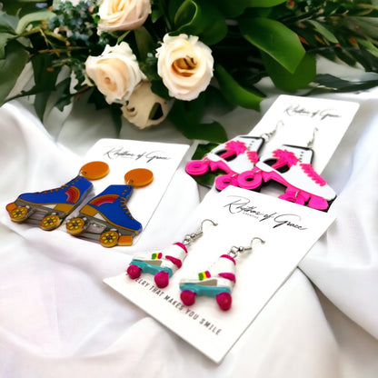 Roller Skate Earrings - Roller Skate Accessories, Handmade Earrings, Rollerblades, Rollerskates, Roller Derby - Rhythms of Grace Creative