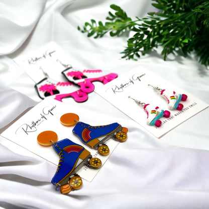 Roller Skate Earrings - Roller Skate Accessories, Handmade Earrings, Rollerblades, Rollerskates, Roller Derby - Rhythms of Grace Creative