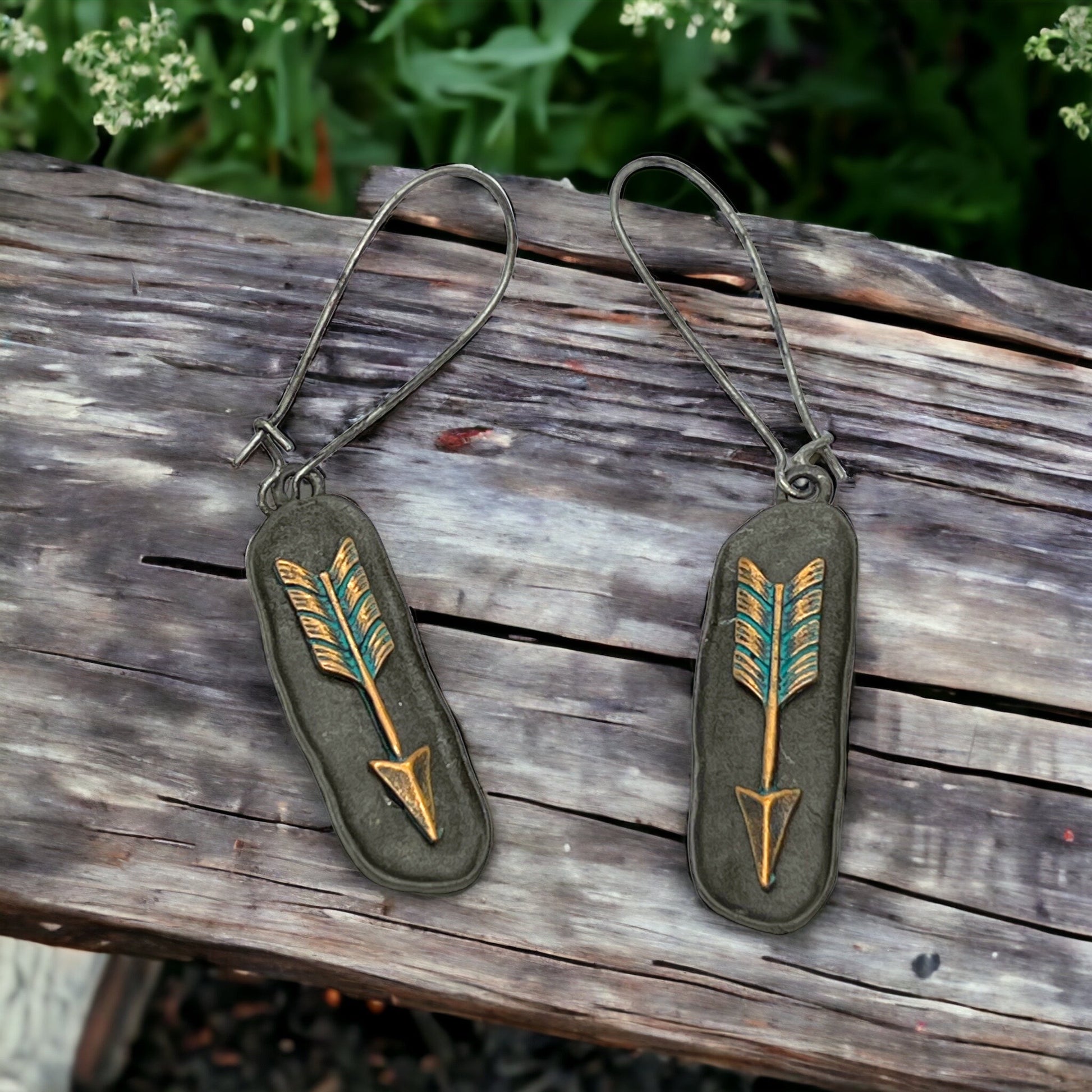 Rustic Arrow Earrings - Boho Style, Handmade Earrings, Boho Jewelry, Western Earrings, Brown Earrings, Wooden Earrings, Bohemian Style - Rhythms of Grace Creative