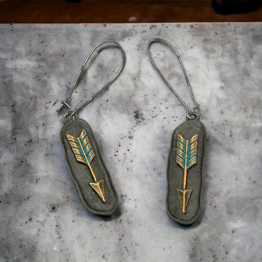 Rustic Arrow Earrings - Boho Style, Handmade Earrings, Boho Jewelry, Western Earrings, Brown Earrings, Wooden Earrings, Bohemian Style - Rhythms of Grace Creative