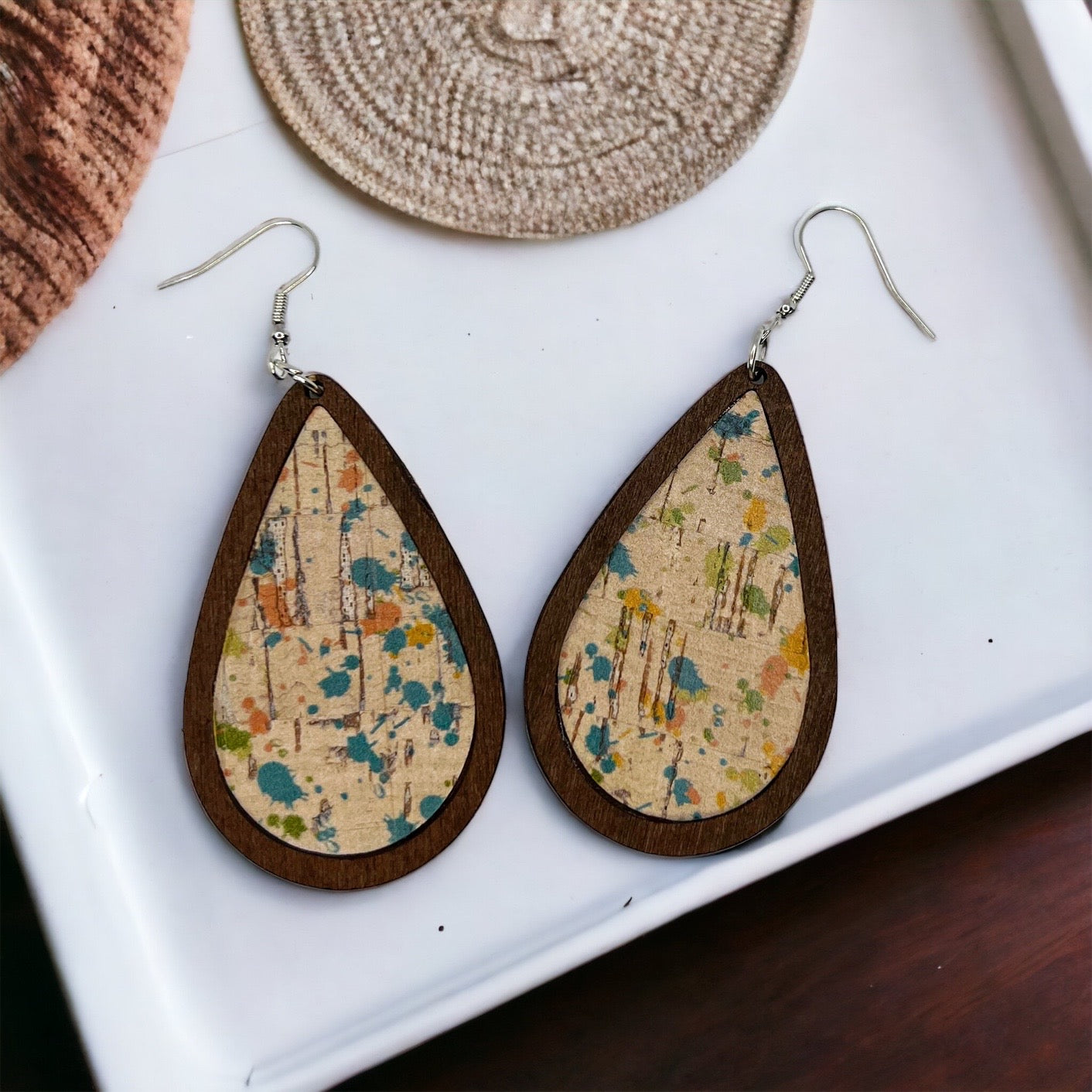 Multicolored Boho Style Earrings - Boho Chic, Handmade Earrings, Boho Chic, Western Earrings, Brown Earrings, Wooden Earrings, Bohemian Style - Rhythms of Grace Creative