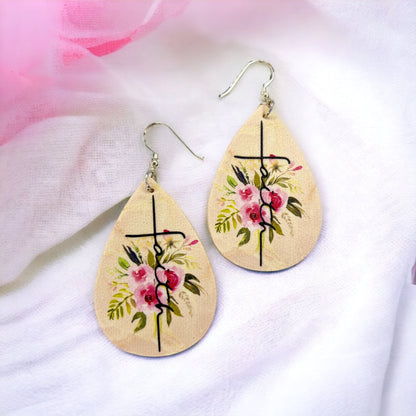 Bloom with Grace – Floral Faith Teardrop Earrings - Rhythms of Grace Creative