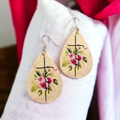 Bloom with Grace – Floral Faith Teardrop Earrings - Rhythms of Grace Creative