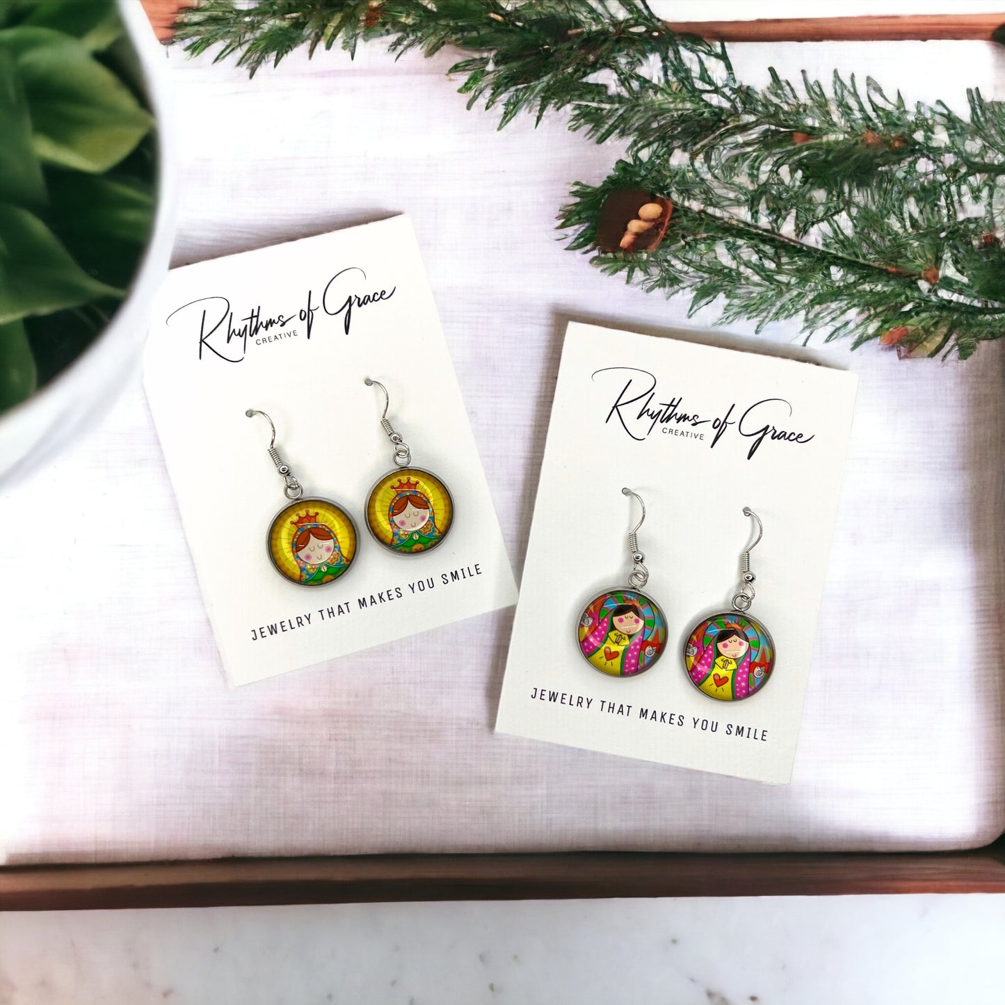 Blessed Mother Earrings - A Divine Touch to Your Style! ✨ - Rhythms of Grace Creative