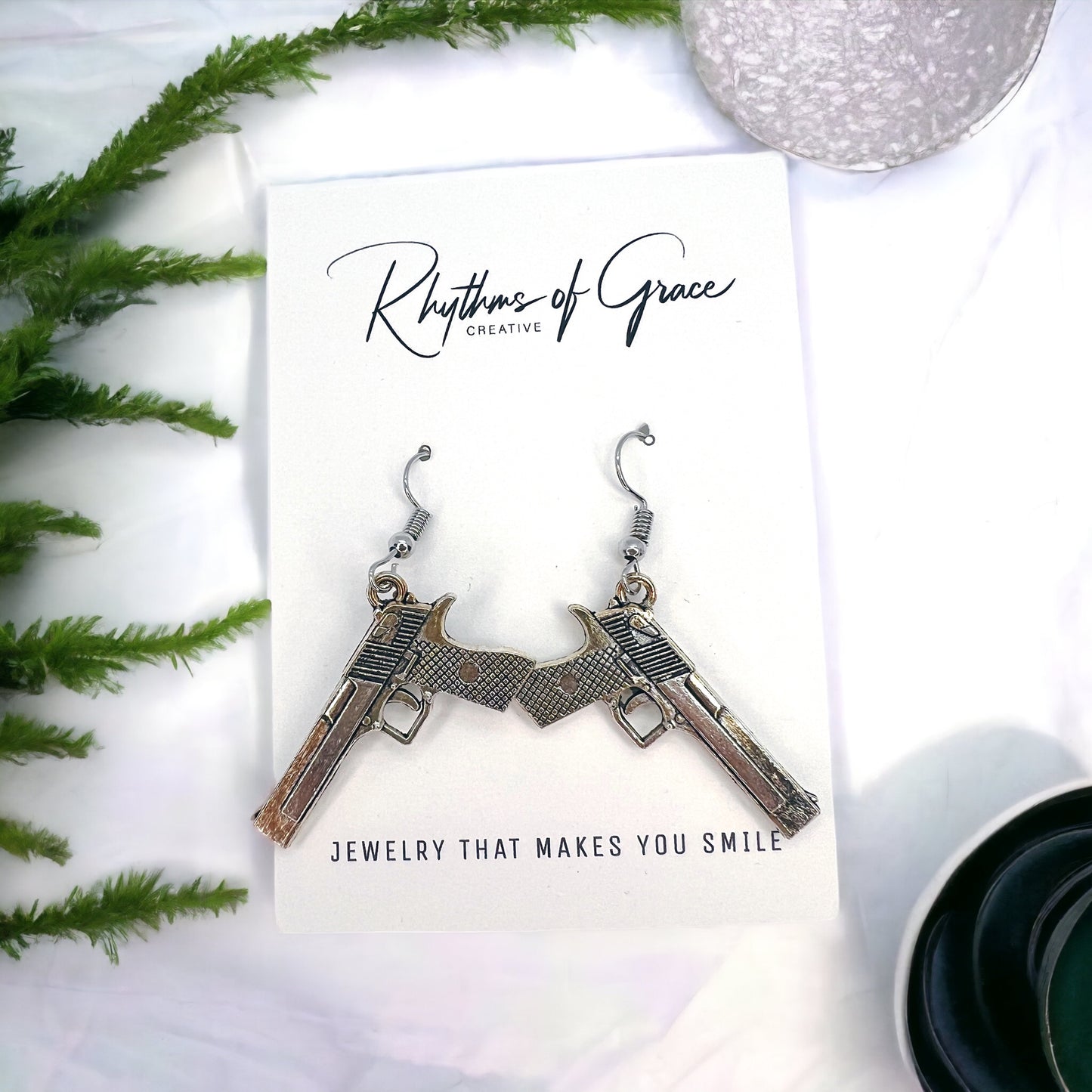 Handgun Earrings: Edgy Elegance for the Bold! - Rhythms of Grace Creative