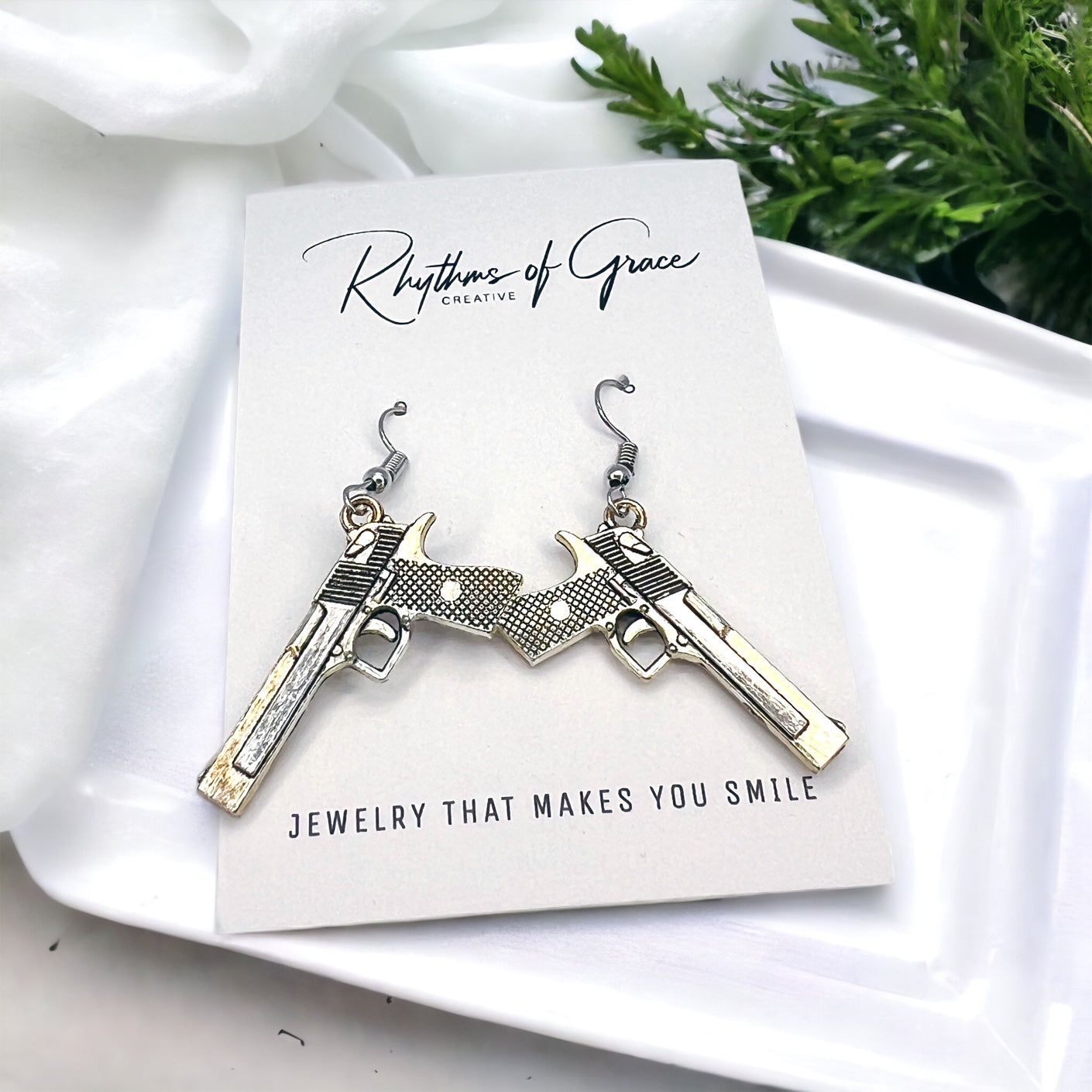 Handgun Earrings: Edgy Elegance for the Bold! - Rhythms of Grace Creative