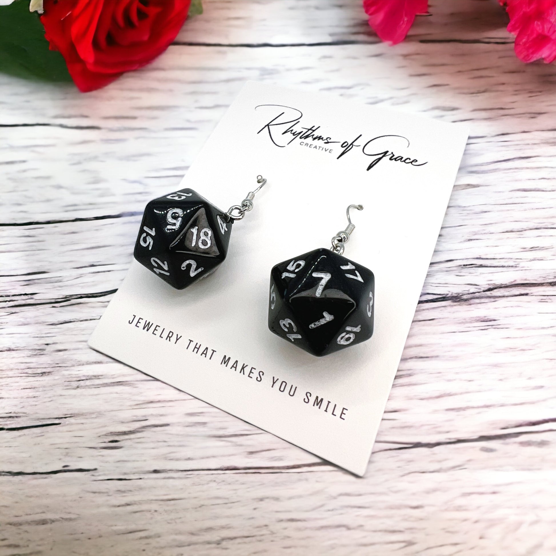 Roll the Dice with Style! Black Dice Dangle Earrings 🎲 - Rhythms of Grace Creative