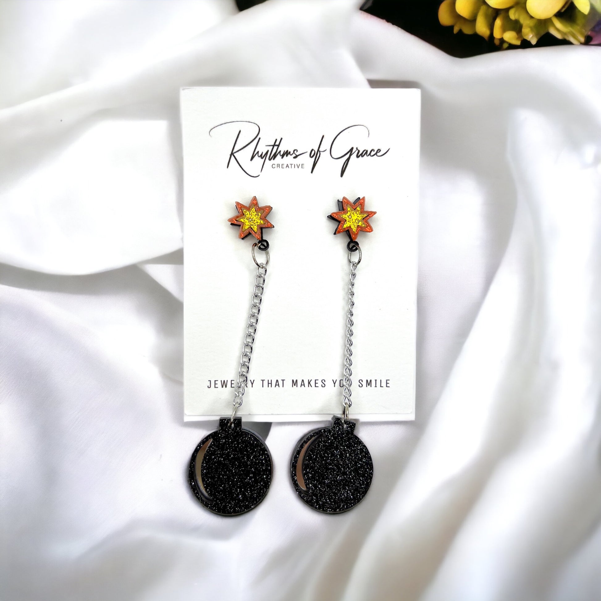 Bomb Earrings - You da Bomb, Fun Jewelry, Explosive, Bomb Dangle Earrings, Bomb Jewelry - Rhythms of Grace Creative