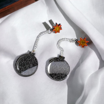 Bomb Earrings - You da Bomb, Fun Jewelry, Explosive, Bomb Dangle Earrings, Bomb Jewelry - Rhythms of Grace Creative