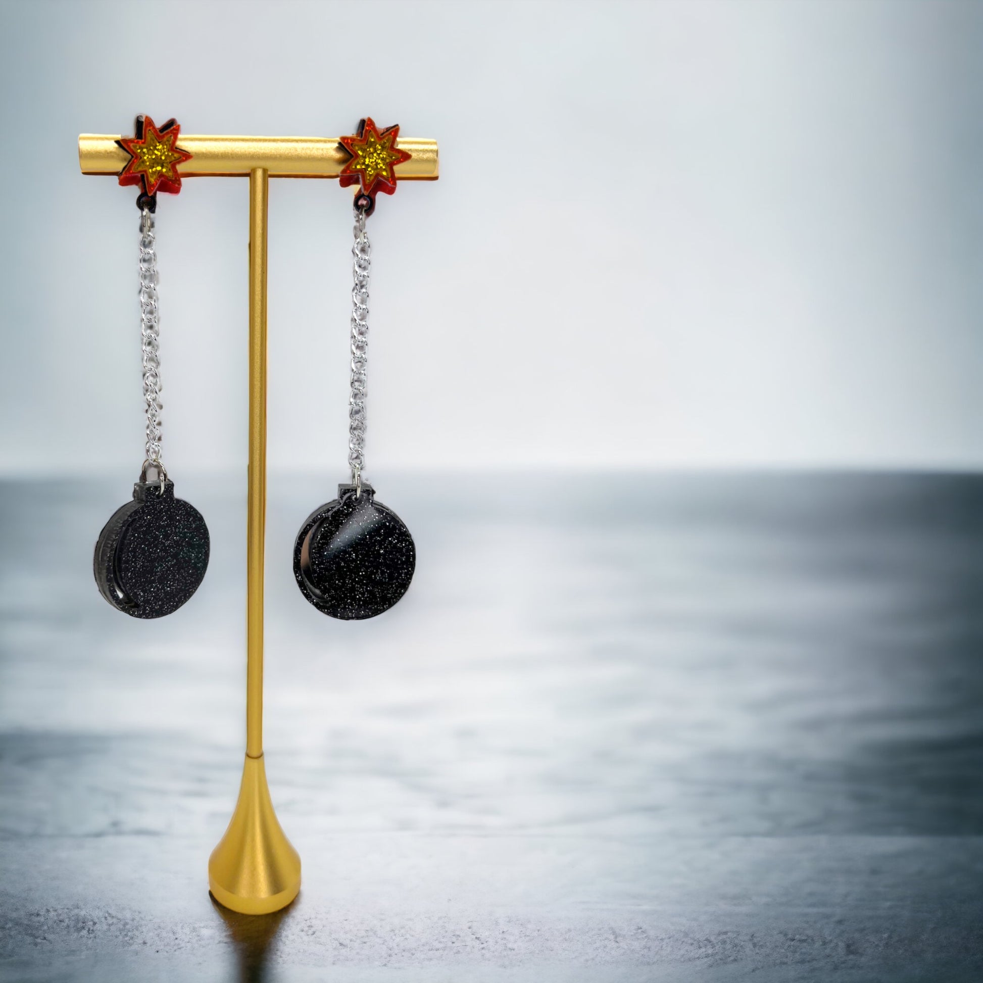 Bomb Earrings - You da Bomb, Fun Jewelry, Explosive, Bomb Dangle Earrings, Bomb Jewelry - Rhythms of Grace Creative