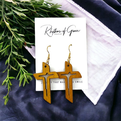 Faithfully Fashionable: Wooden Cross Earrings to Elevate Your Style! - Rhythms of Grace Creative