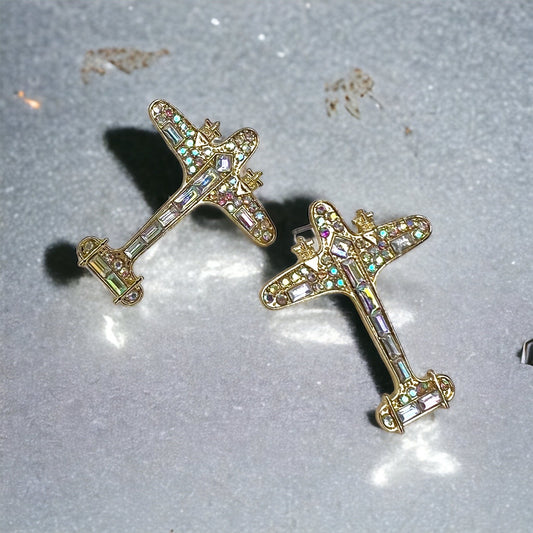 Jet, Set, Sparkle – Rhinestone Airplane Earrings for the Glam Globetrotter ✈️ - Rhythms of Grace Creative