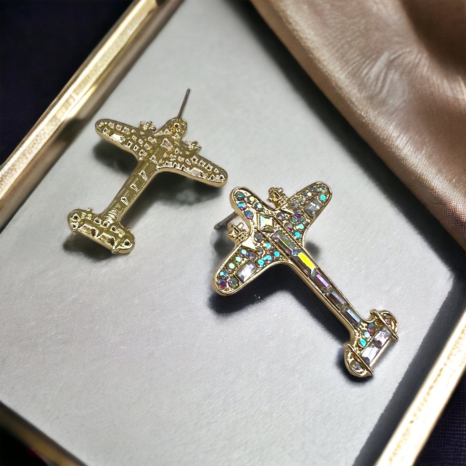 Jet, Set, Sparkle – Rhinestone Airplane Earrings for the Glam Globetrotter ✈️ - Rhythms of Grace Creative